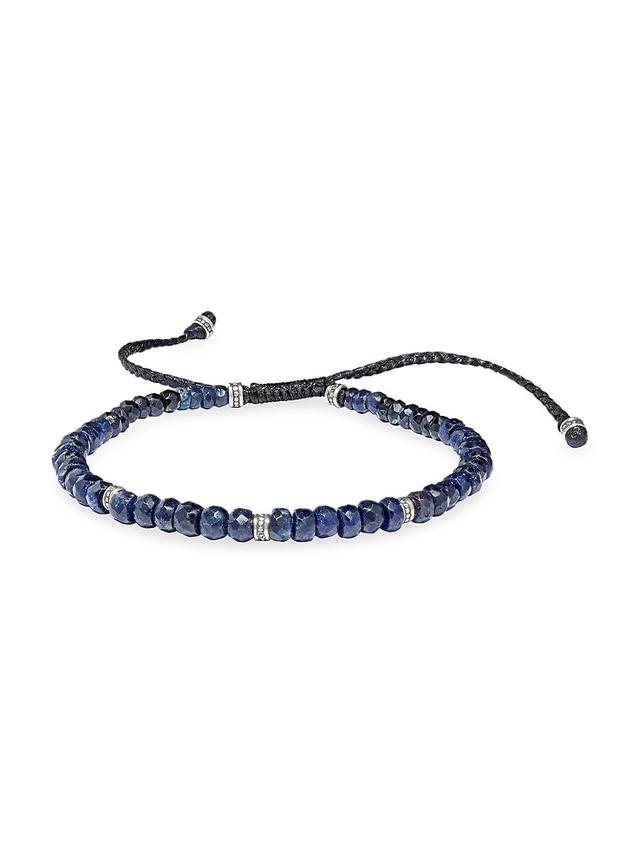 Mens Sapphire & Sterling Silver Beaded Bracelet Product Image