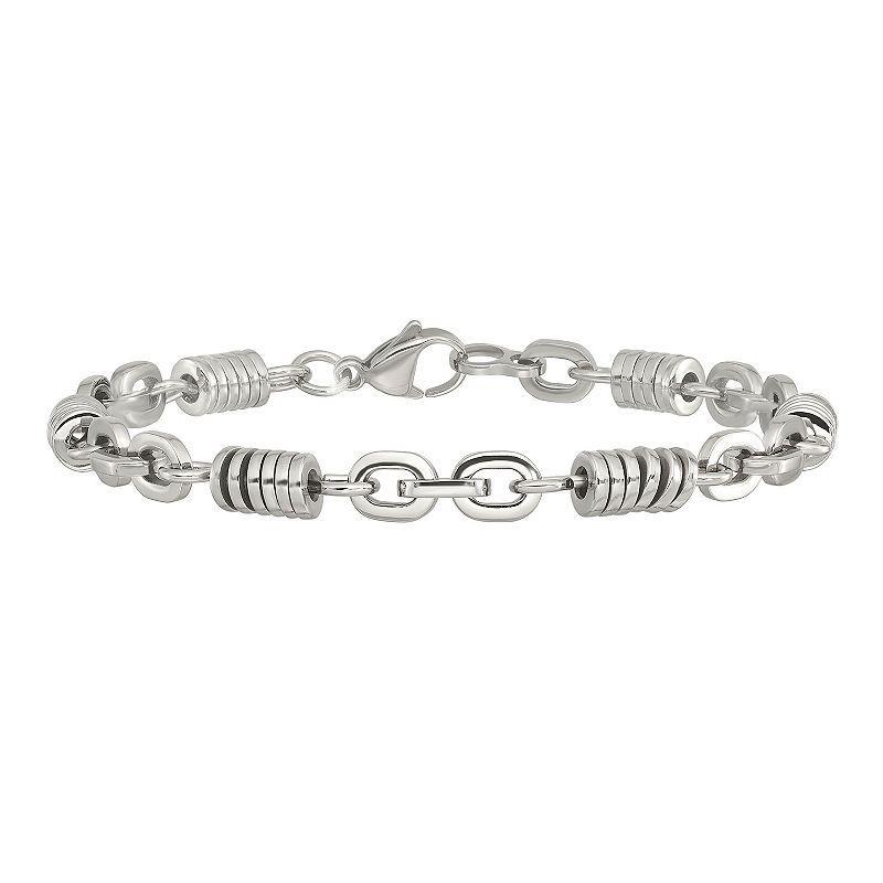 Mens Stainless Steel Disc Chain Bracelet White Product Image