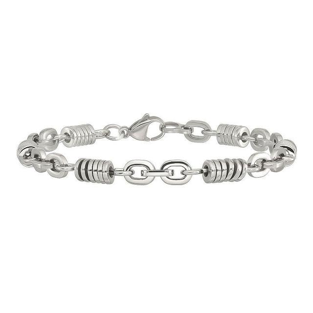 Mens Stainless Steel Disc Chain Bracelet White Product Image