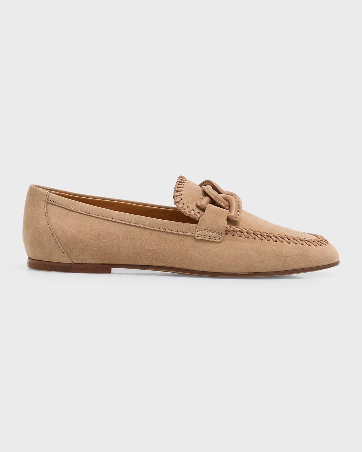 Womens Logo-Accented Suede Loafers Product Image