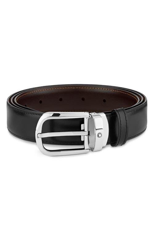 Mens Horseshoe-Buckle Reversible Leather Belt Product Image