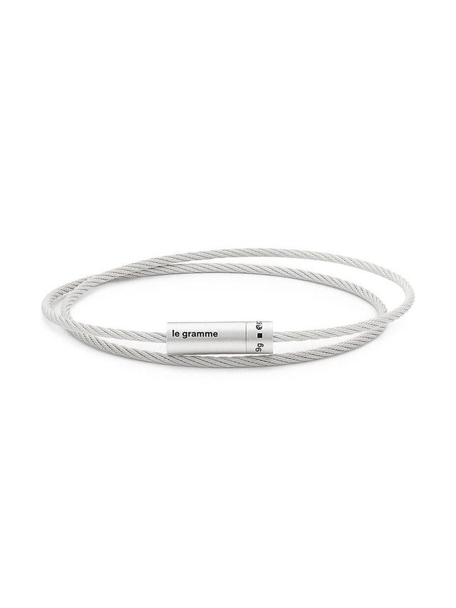 Mens 9G Brushed Sterling Silver Double Cable Bracelet Product Image