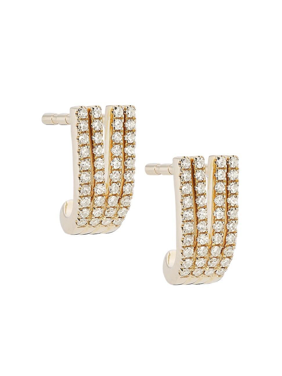 EF Collection Diamond Reverse Multi Huggie Hoop Earrings Product Image