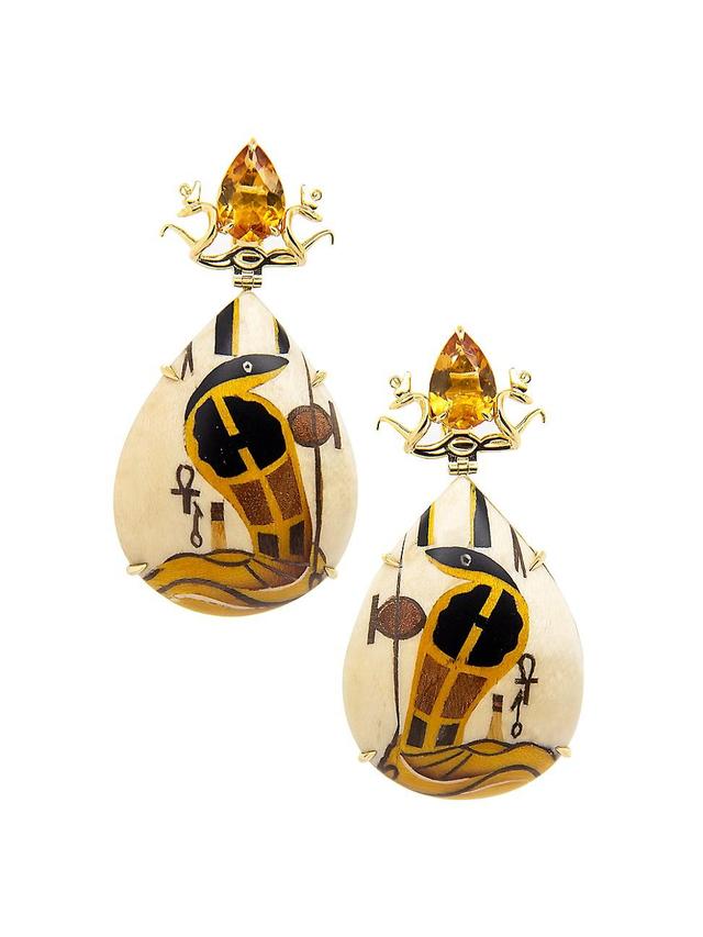 Womens Egypt 18K Gold, Citrine & Diamond Marquetry Earrings Product Image