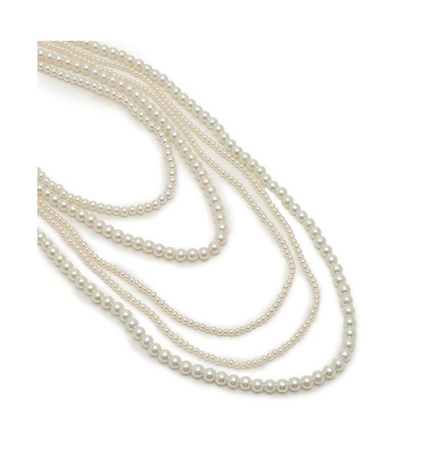 Sohi Womens White Pearl Strand Layered Necklace (7-8mm) - White Product Image