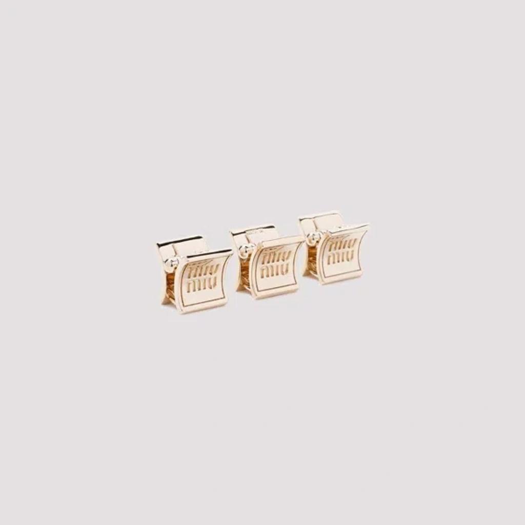 MIU MIU Elegant Mini Brass Hair Clip In Metallic Product Image