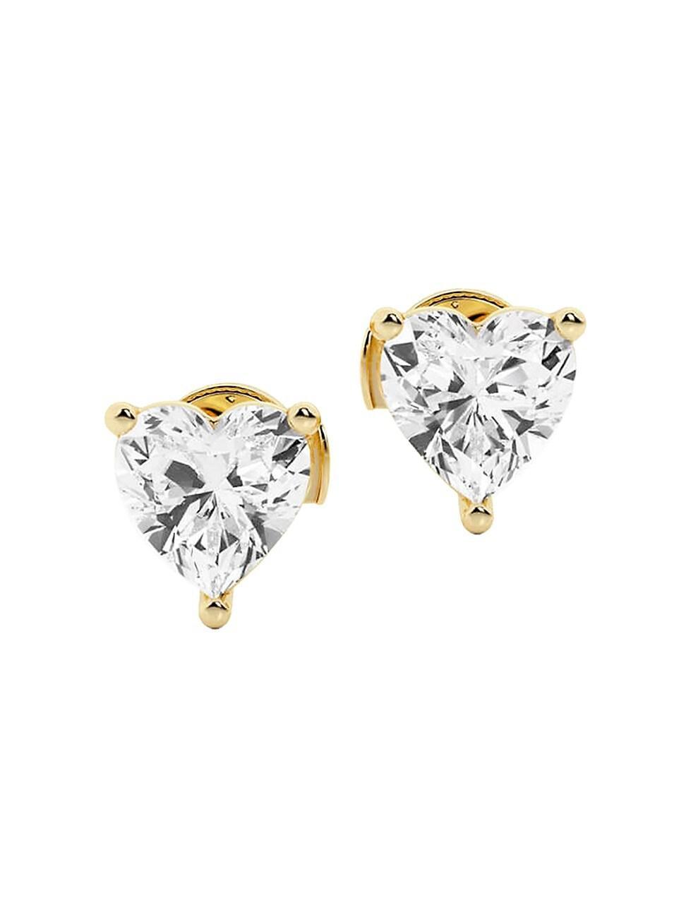 Womens Ethereal 14K Yellow Gold & 2 TCW Lab-Created Diamond Heart Stud Earrings Product Image