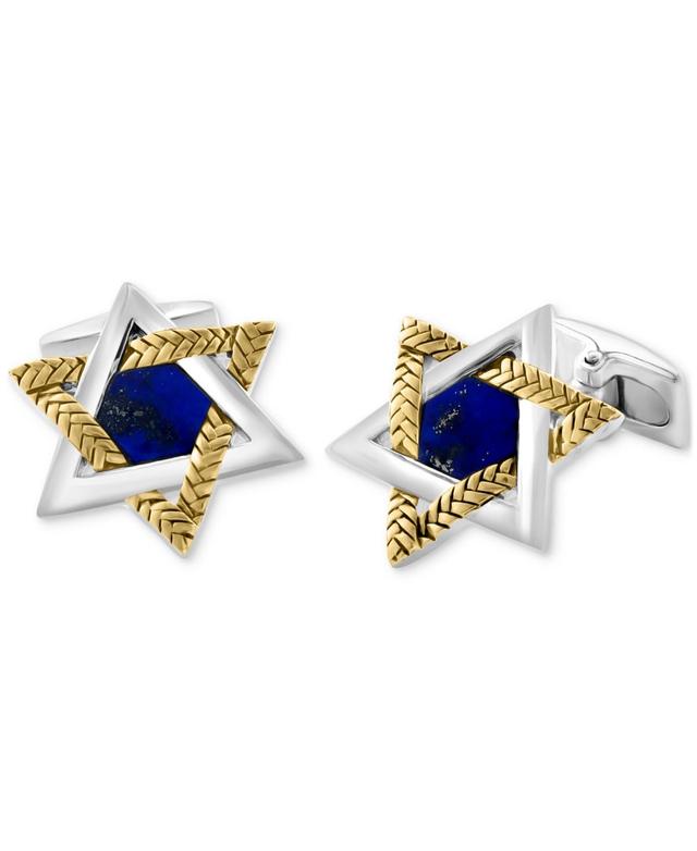 Effy Mens Lapis Lazuli Star of David Cufflinks in Sterling Silver & 18k Gold-Plate - Silver Product Image