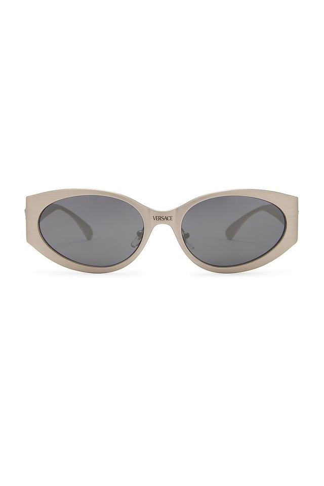 VERSACE Oval Sunglasses Metallic Silver.. Product Image