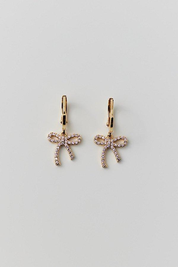 Delicate Rhinestone Bow Hoop Earring Womens at Urban Outfitters Product Image