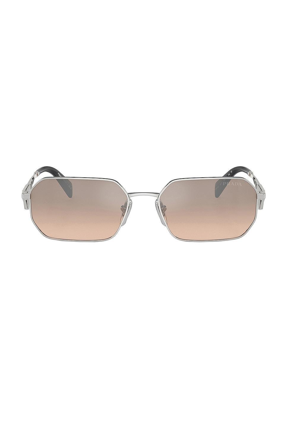 Prada Rectangle Sunglasses in Metallic Silver Product Image