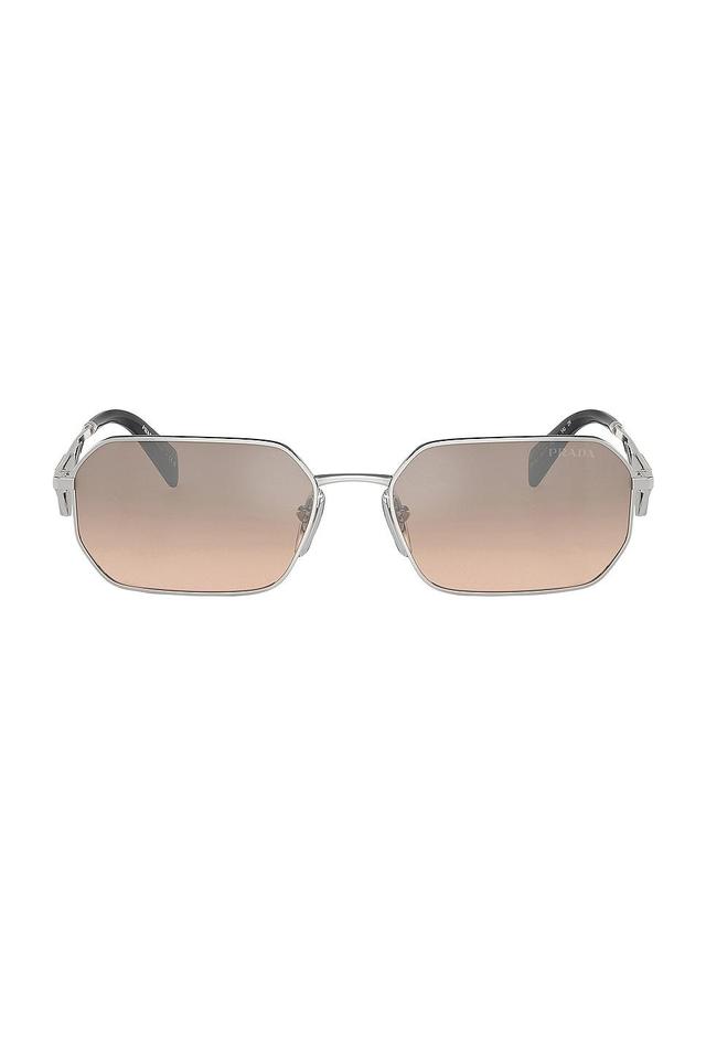 Prada Rectangle Sunglasses in Metallic Silver Product Image