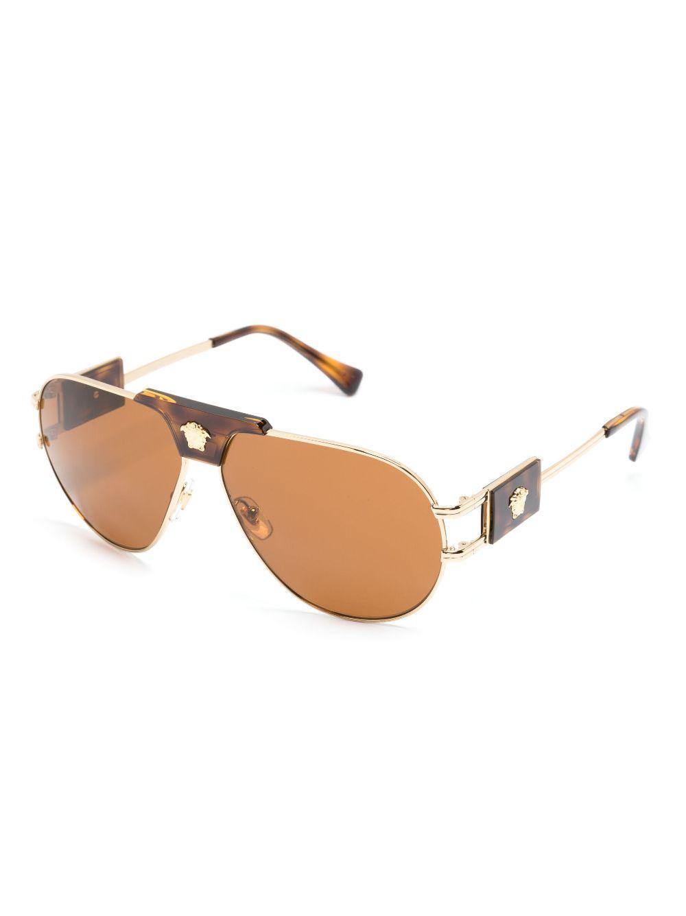 VERSACE Pilot-frame Tinted Sunglasses In Gold Product Image