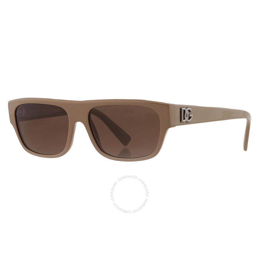 Dolce And Gabbana Dark Green Rectangular Men's Sunglasses Dg4455 332982 57 In Dark / Green / Khaki Product Image