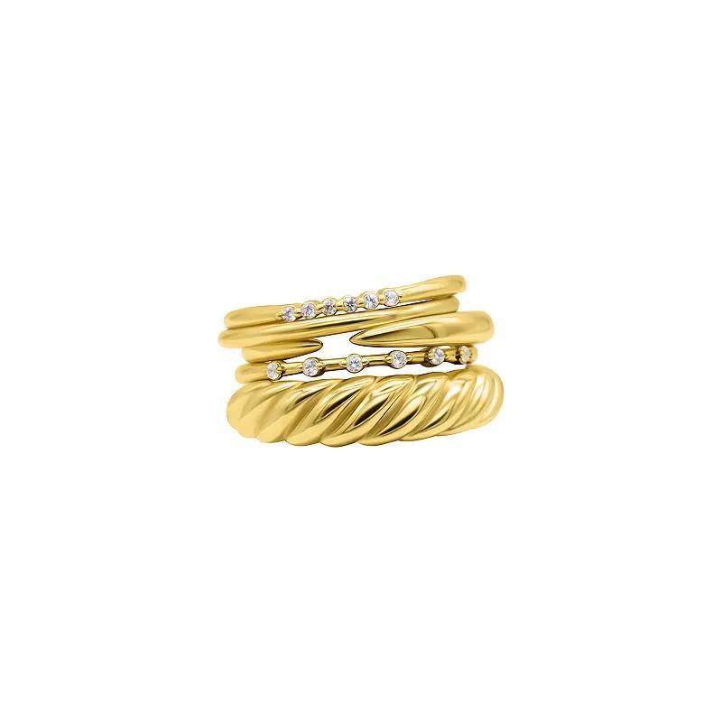 Adornia Gold Tone Crystal Stacking Bands 5-piece Set, Womens Product Image