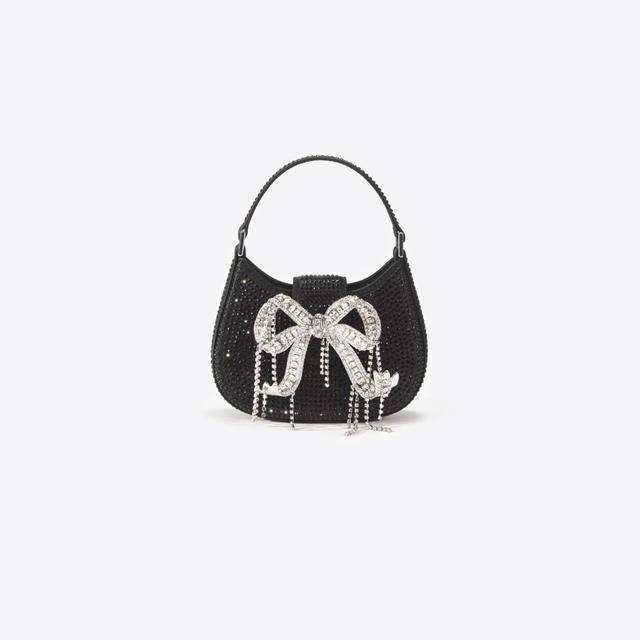 Black Rhinestone Micro Crescent Bag Product Image