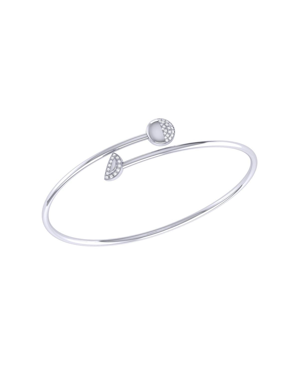 LuvMyJewelry Moon Stages Design Sterling Silver Diamond Adjustable Women Bangle Product Image