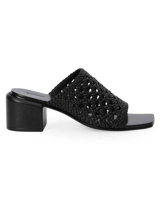 Simkhai Womens Elia Square Toe Woven Block Heel Sandals Product Image