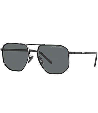 Prada Mens PR 59YS 57mm Polarized Square Aviator Sunglasses Product Image