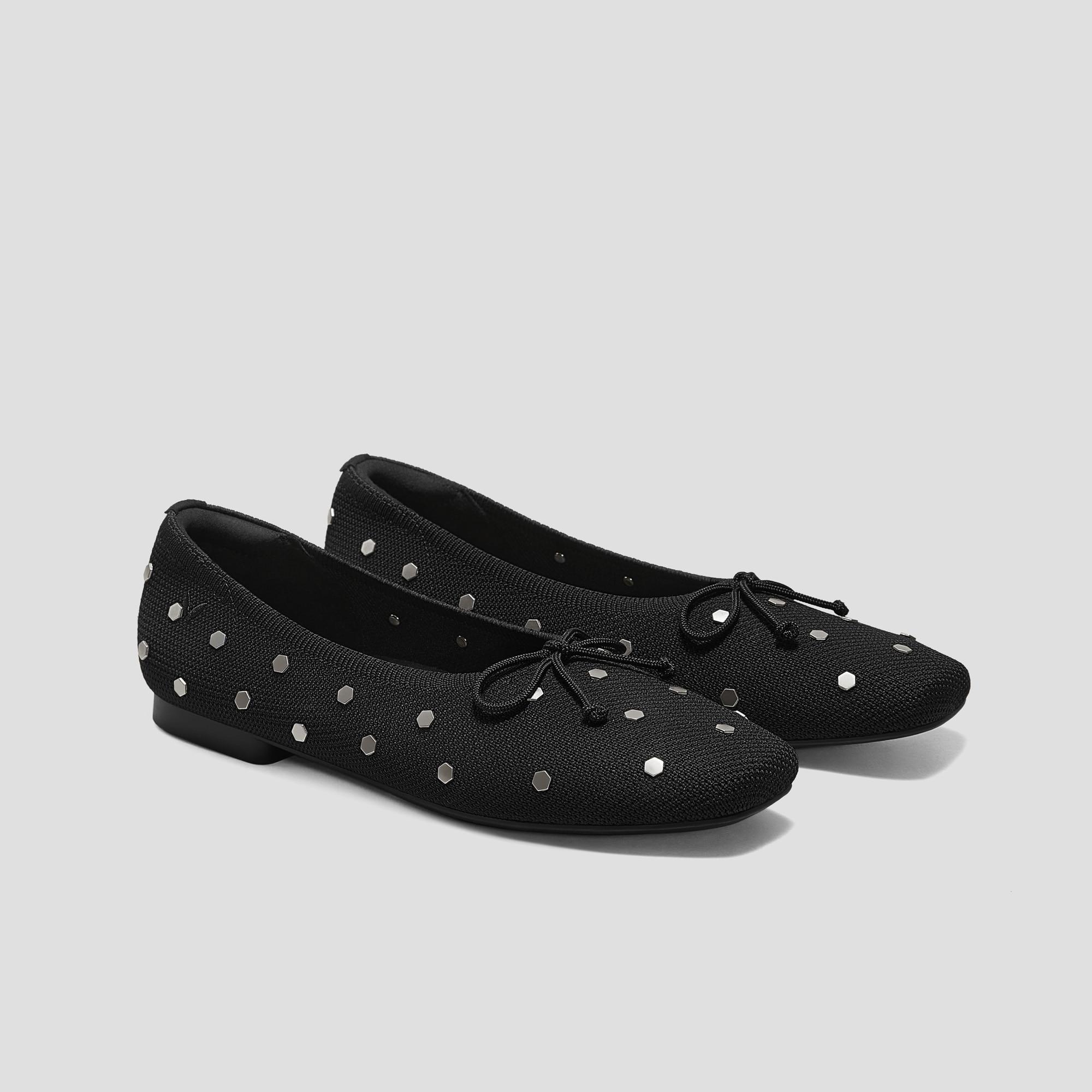 Square-Toe Bow Ballerina Flats (Margaret) product image