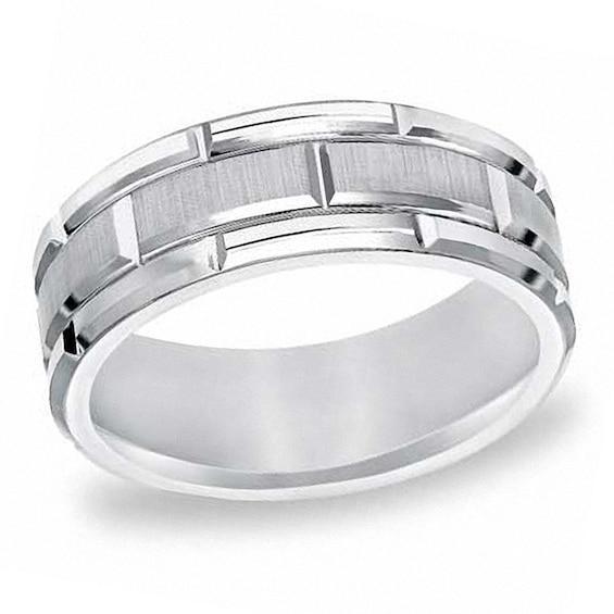 Triton Men's 8.0mm Comfort Fit White Tungsten Wedding Band Product Image