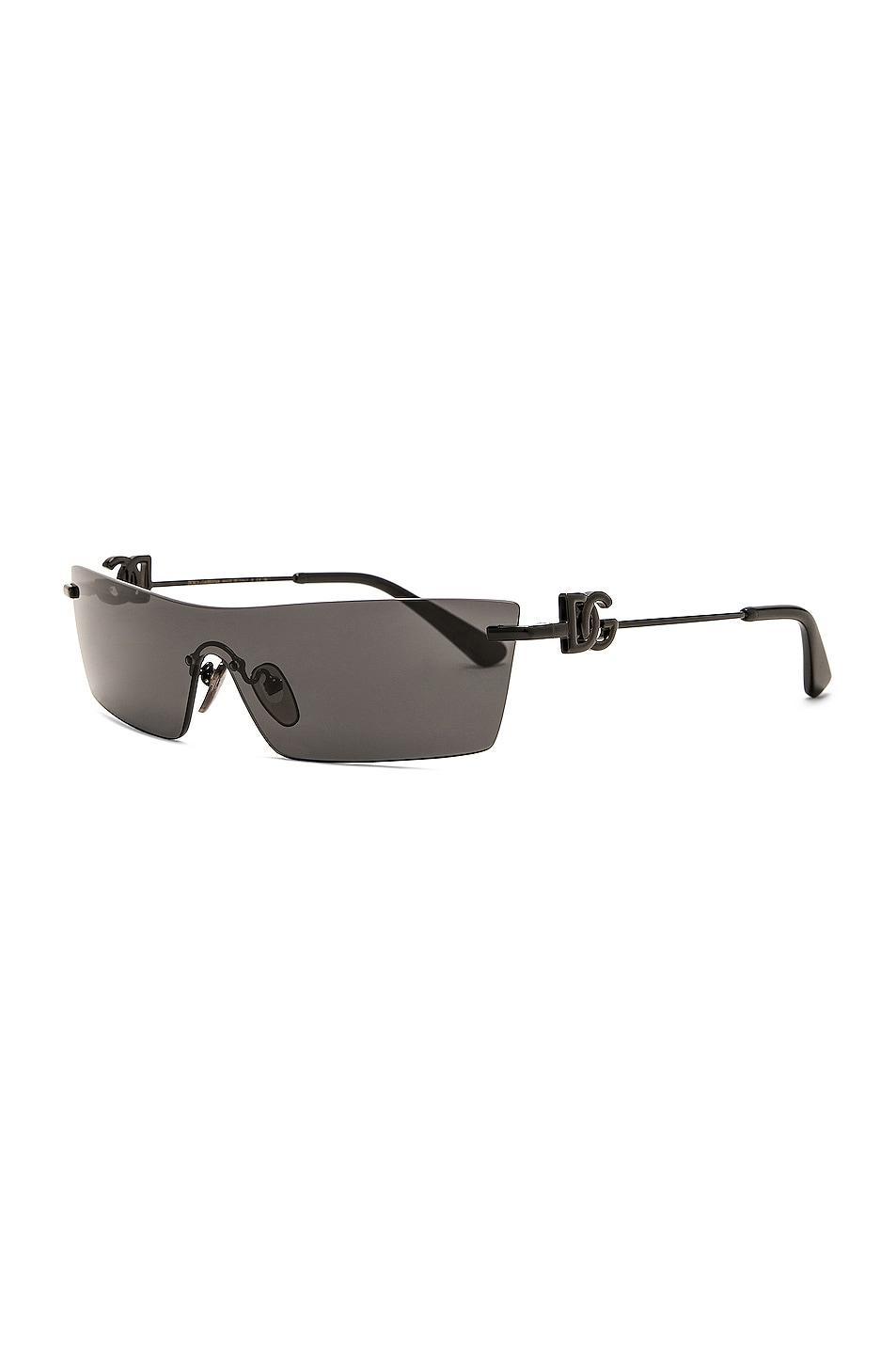 Dolce & Gabbana Rectangular Sunglasses in Metallic Silver Product Image