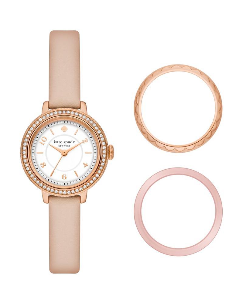 Womens Rose-Goldtone Stainless Steel, Crystal & Leather Watch & Case Set Product Image