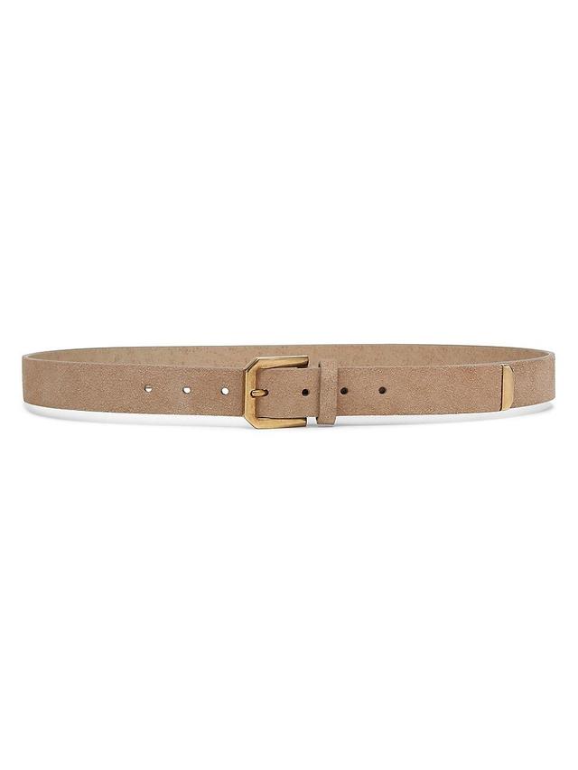 Mens Reversed Leather Belt With Square Buckle And Tip Product Image