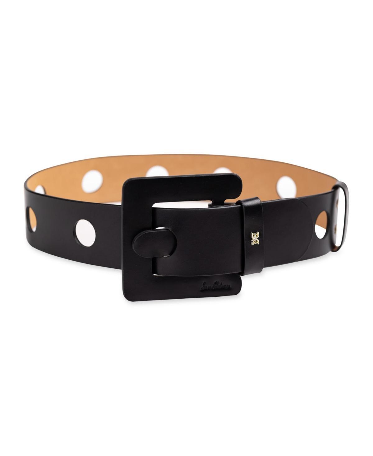 Sam Edelman Womens Perforated Leather Belt with Leather Covered Buckle Product Image