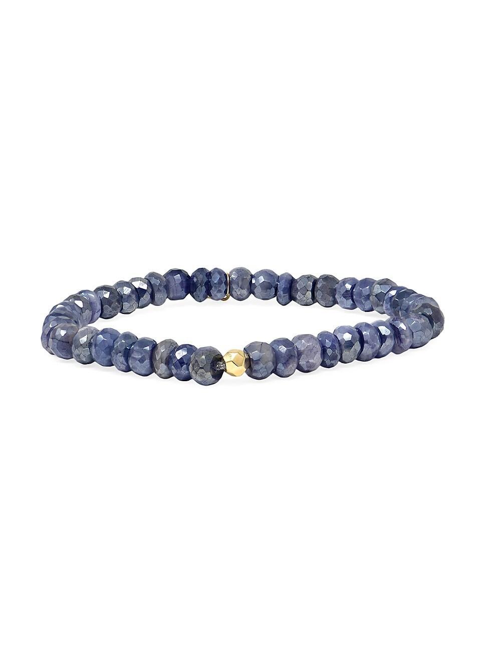 Womens Bohme 14K Yellow Gold & Blue Moonstone Beaded Stretch Bracelet Product Image