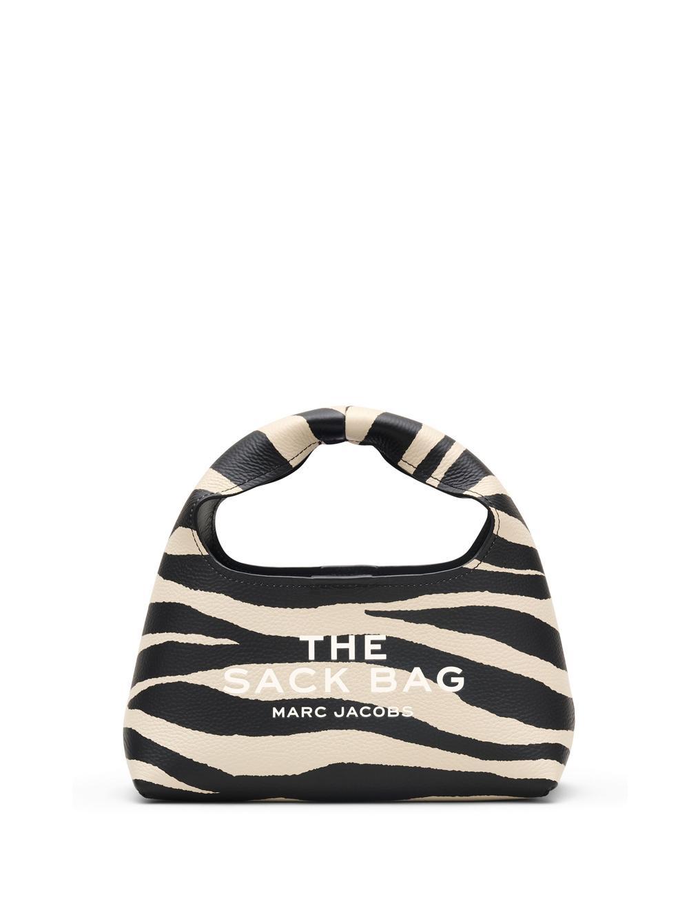 The Zebra Leather Mini Sack Bag In Black Product Image