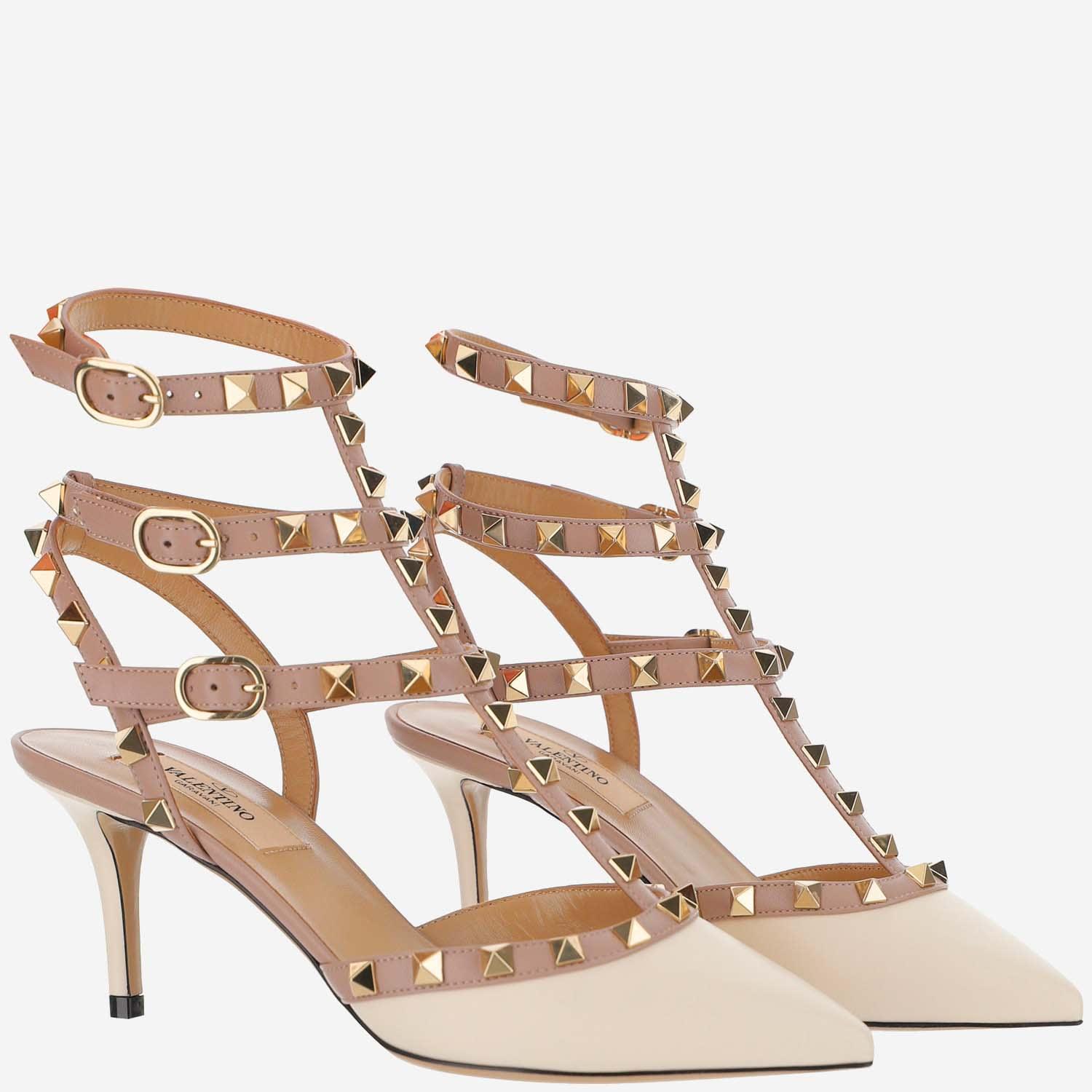 VALENTINO GARAVANI 65mm Rockstud Patent Leather Pumps In Ivory,poudre Product Image