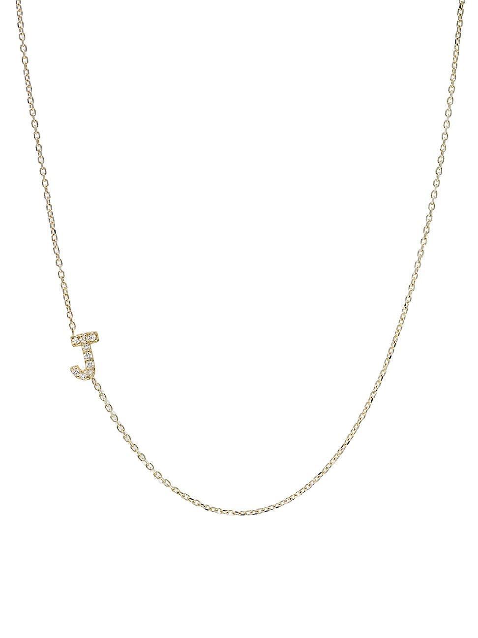 Womens Love Letter Initial 14K Yellow Gold & 0.05 TCW Diamond Necklace Product Image