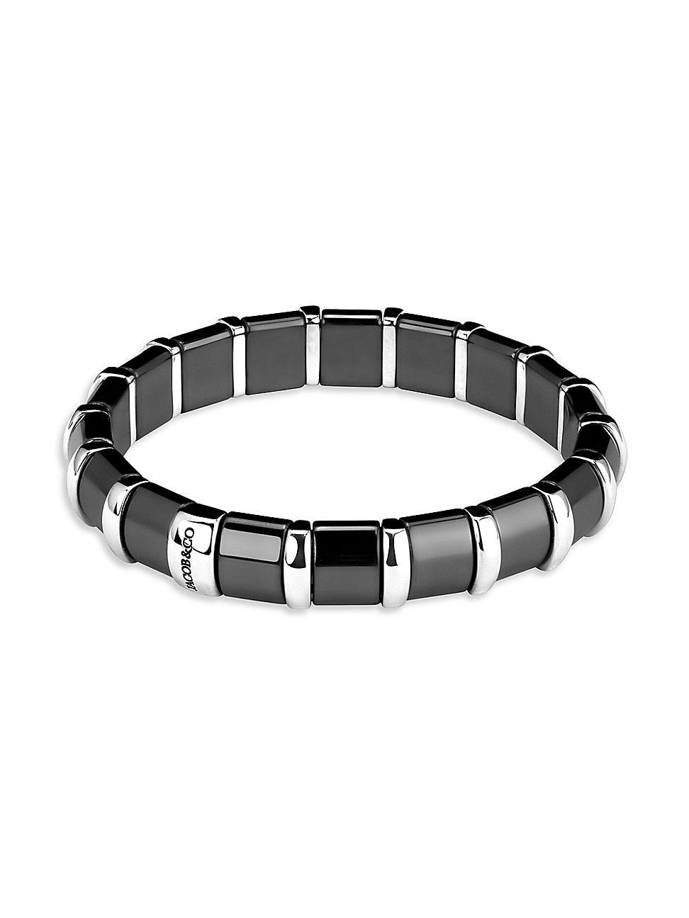 Womens Hematite & Stainless Steel Bracelet Product Image