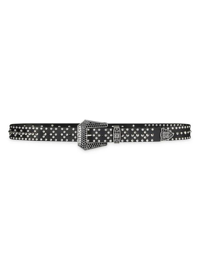 Mens Belt in Leather with Studs and Crystals Product Image