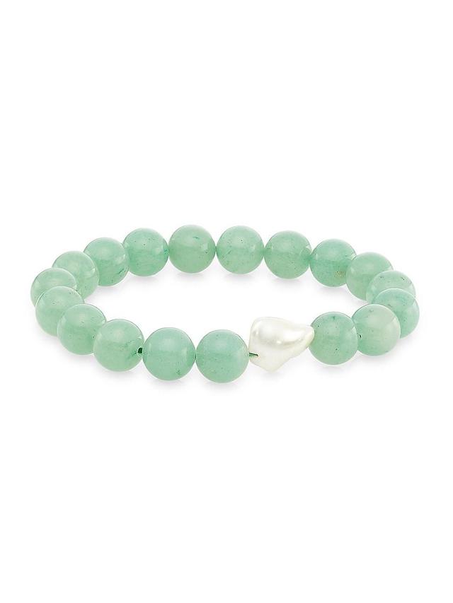 Womens Organic Gems Gigi Aventurine & Pearlized Shell Beaded Stretch Bracelet Product Image