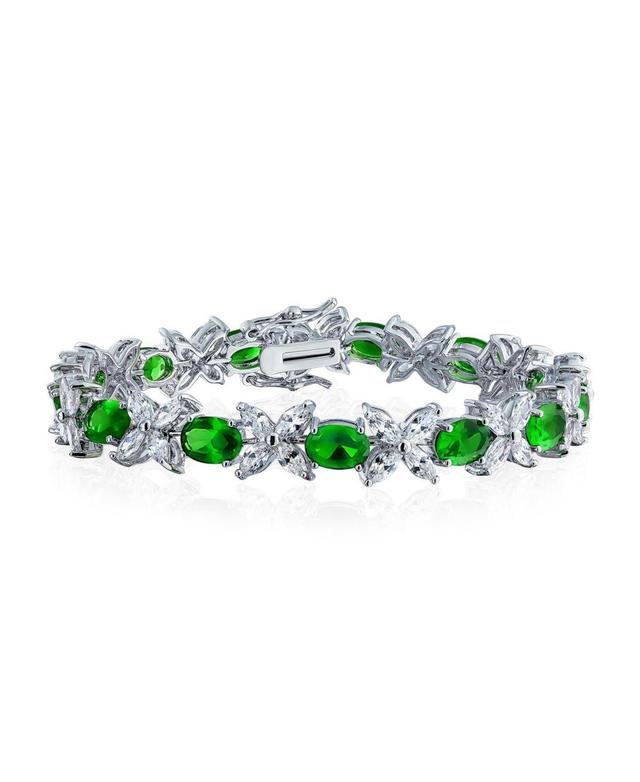 Bling Jewelry Cocktail Jewelry Fashion Cubic Zirconia Marquise Star Cz Oval Statement Bracelet For Women Green 7.5 Inch Product Image