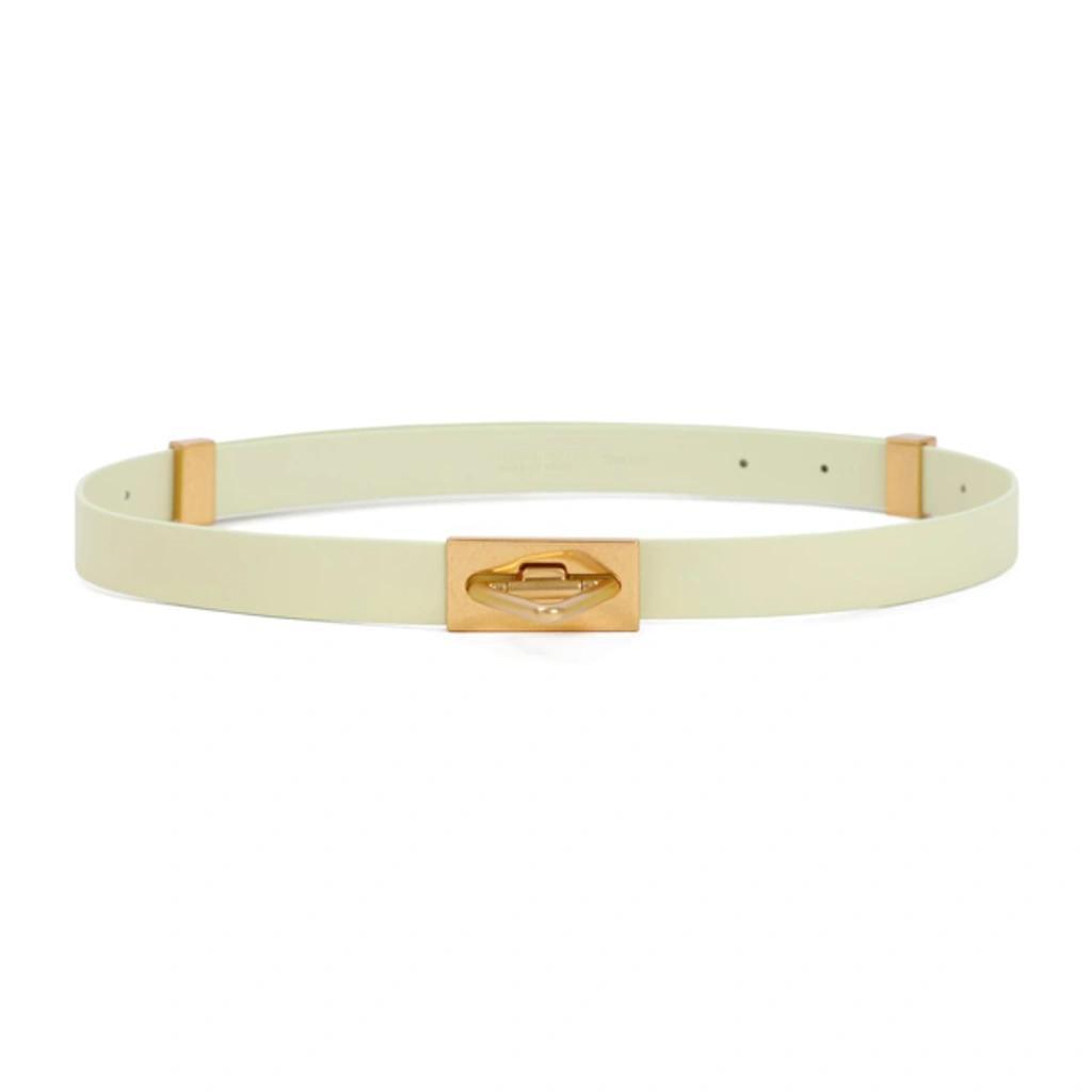 Triangle-buckle Leather Belt In Yellow Product Image