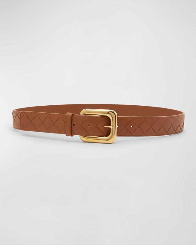 Light Woven Leather & Brass Belt Product Image