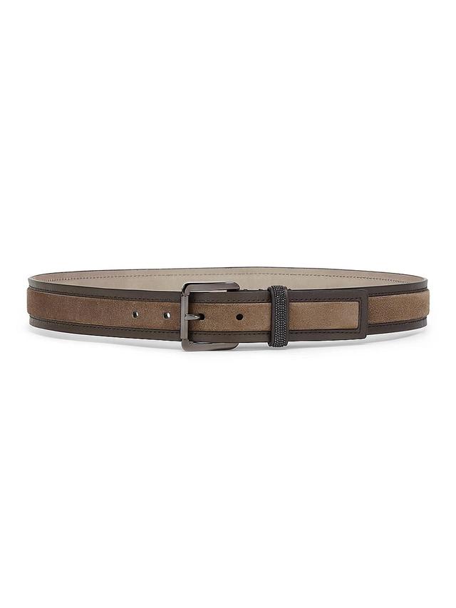 Womens Suede and Calfskin Belt with Shiny Loop Product Image