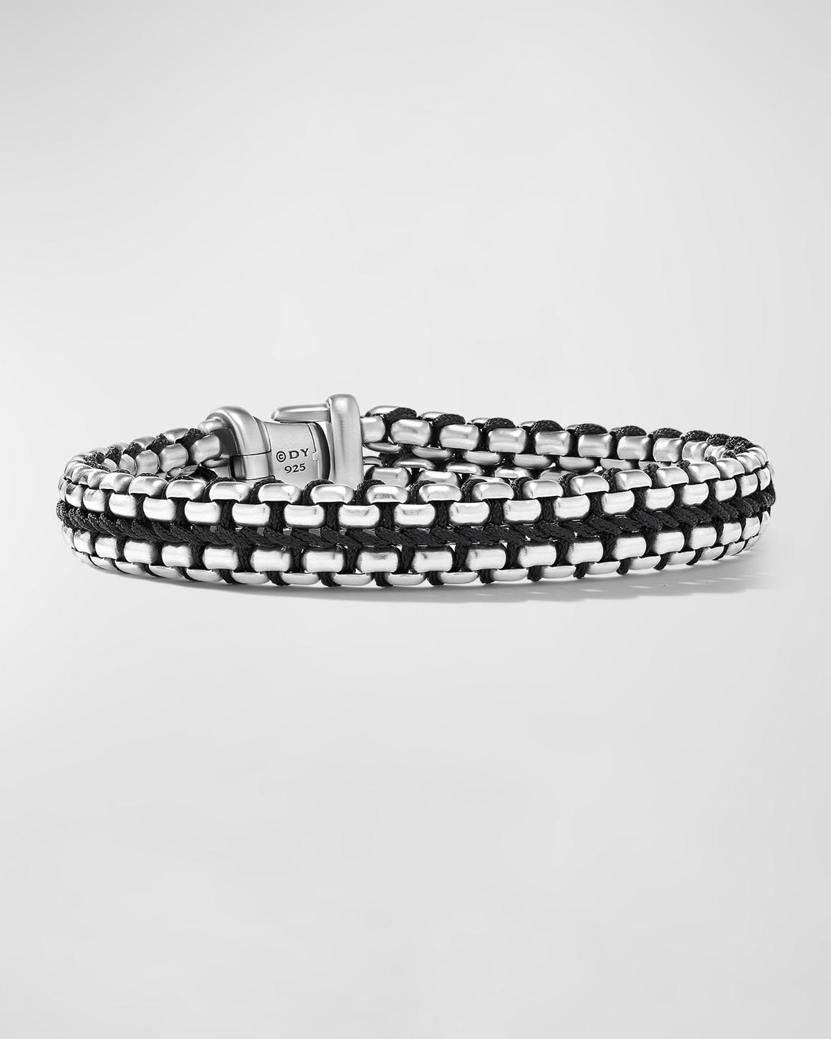 Men's Woven Box Chain Bracelet in Sterling Silver with Nylon, 10mm, 7.5"L Product Image