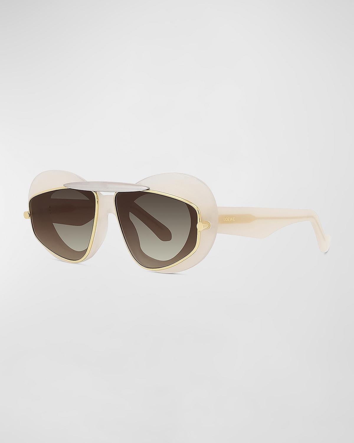 Double Frame Mixed-Media Cat-Eye Sunglasses Product Image