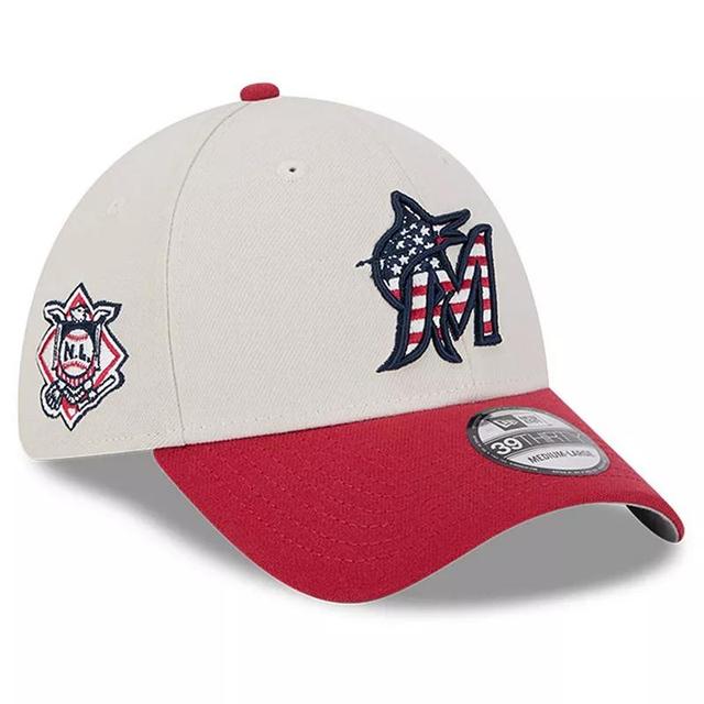 New Era Mens Red Miami Marlins 2024 Fourth of July 39THIRTY Flex Hat Product Image