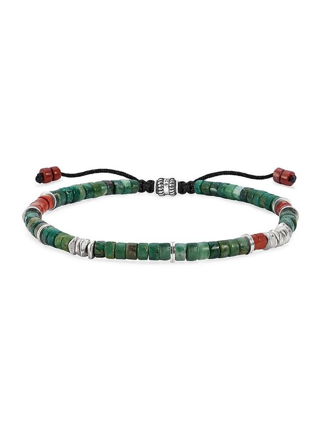 Mens Washington Square African Jade, Red Jasper, & Sterling Silver Beaded Bracelet Product Image