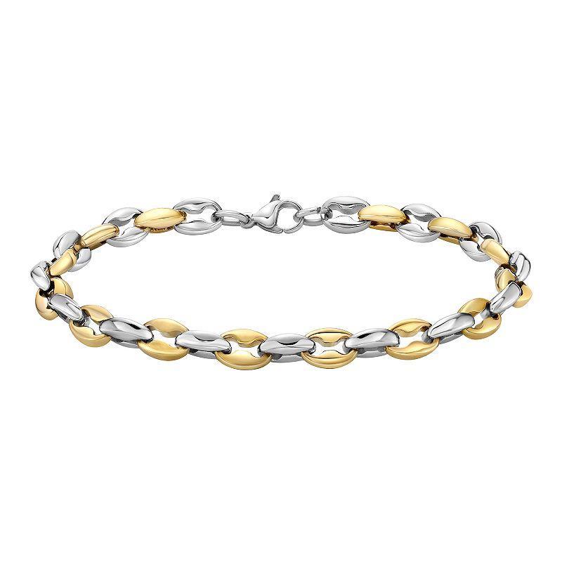 Mens LYNX Stainless Steel Two Tone Ion Plated Link Chain Bracelet Yellow Product Image