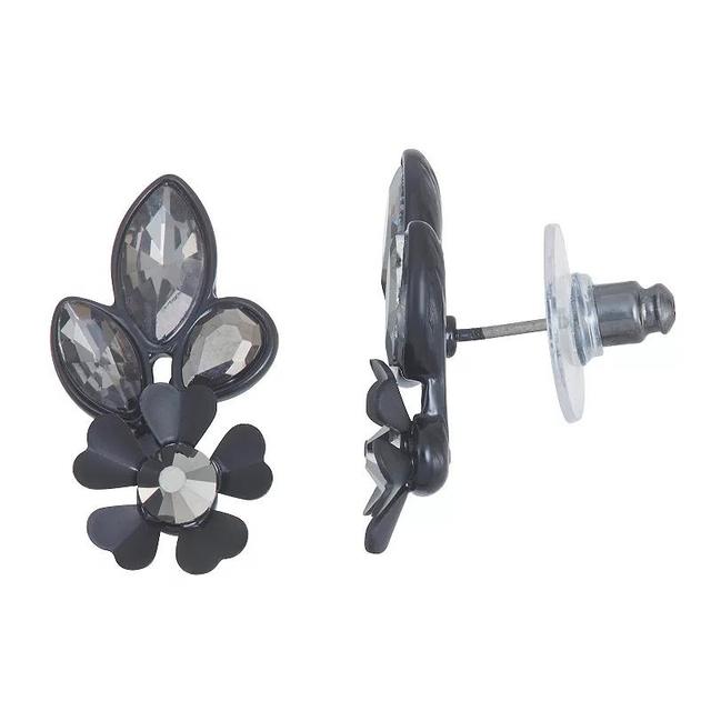 Simply Vera Vera Wang Black Tone Gray Crystal Flower Stud Earrings, Womens Product Image