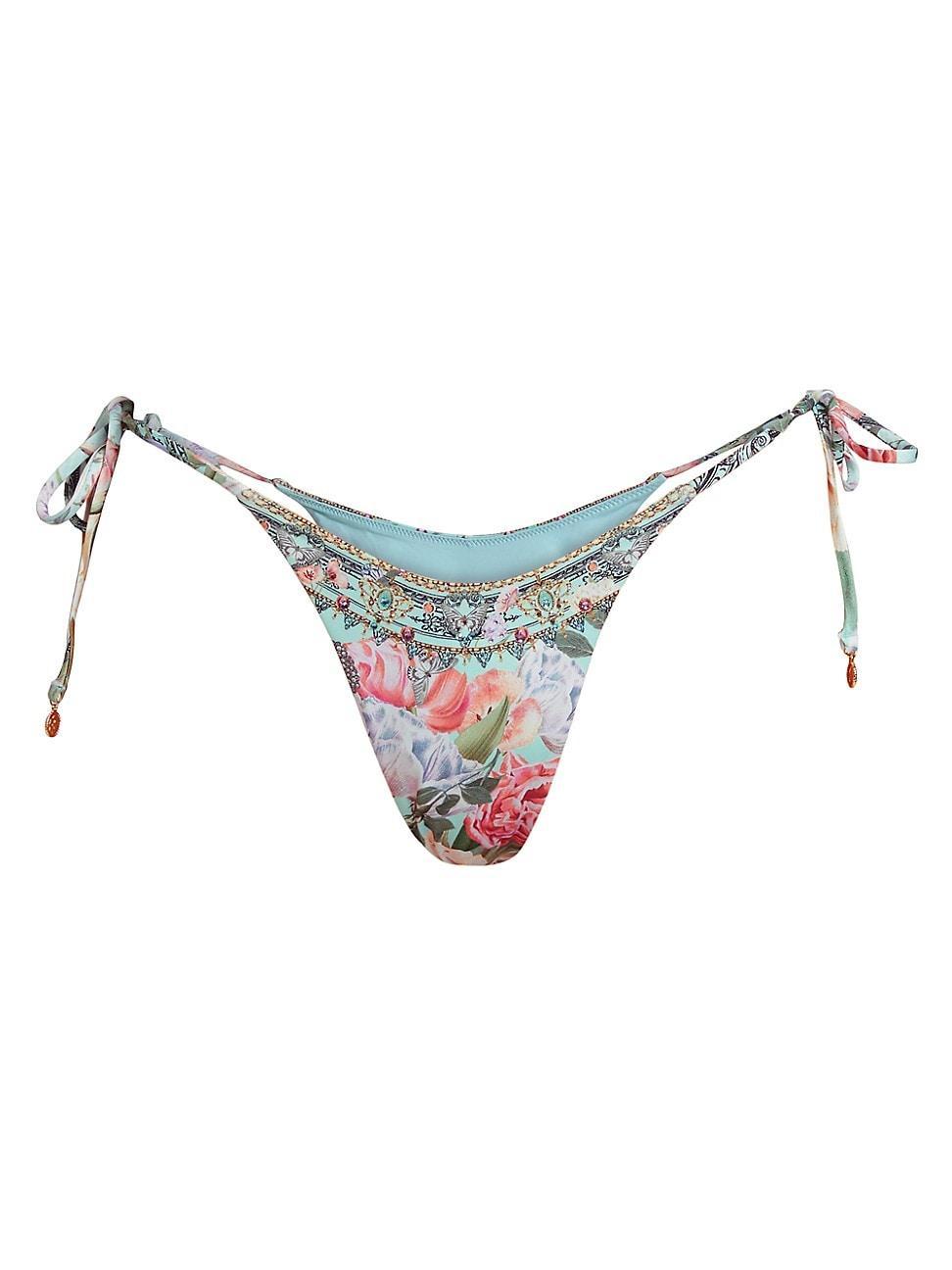 Womens Floral Side-Tie Bikini Bottoms Product Image