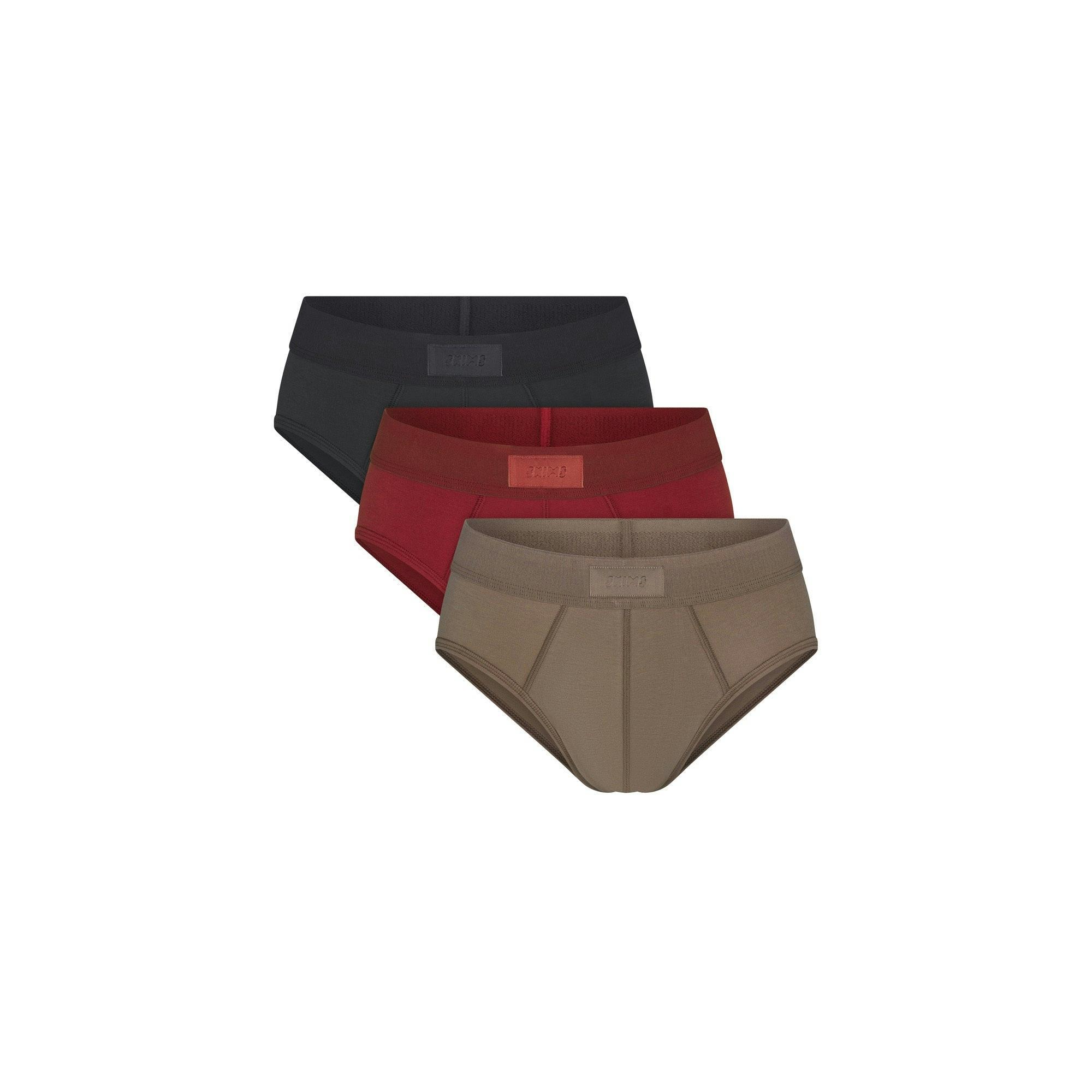 SKIMS COTTON MENS BRIEF 3-PACK | MERLOT MULTI Product Image