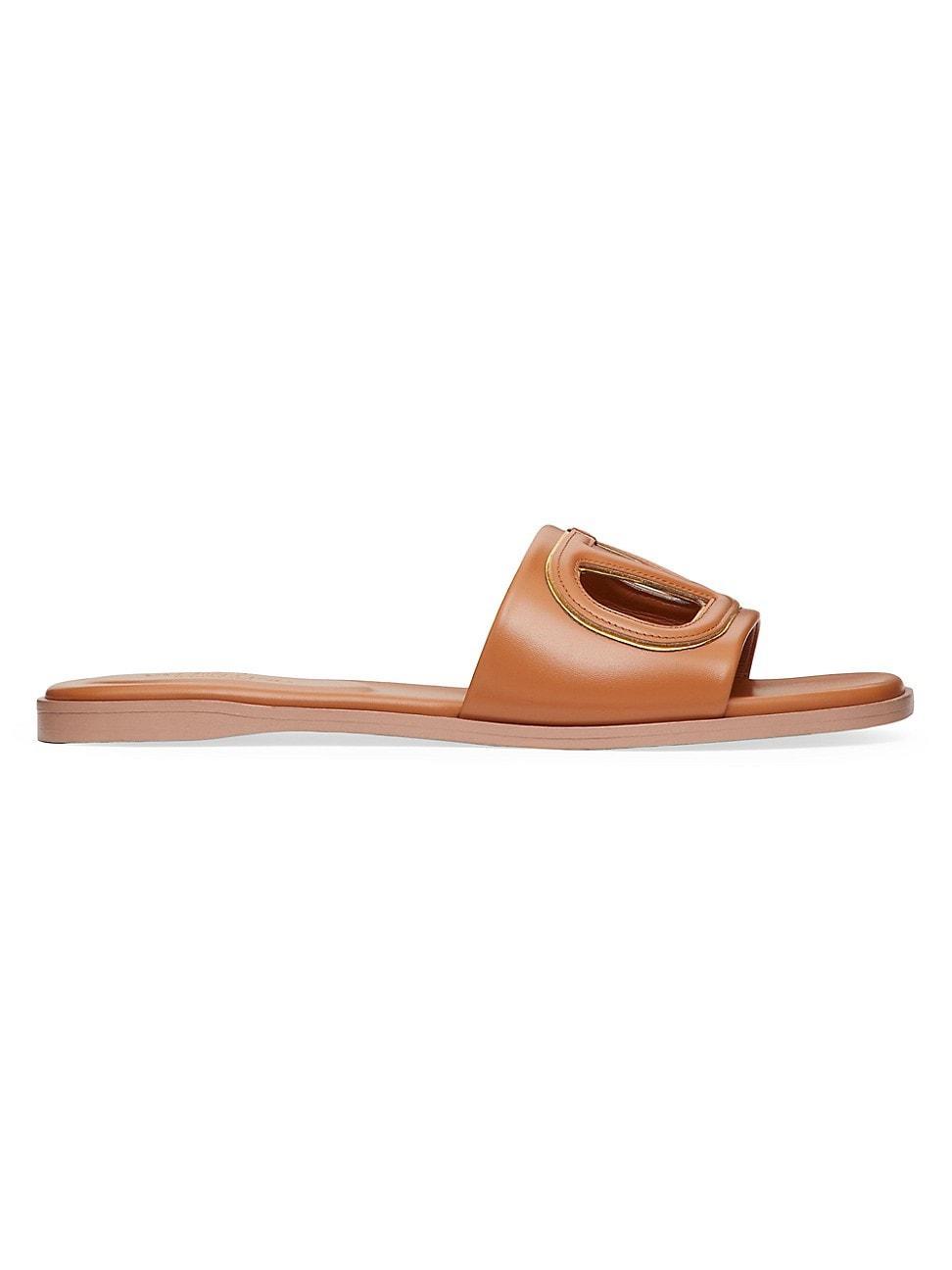 Womens VLogo Cut-Out Calfskin Slide Sandals Product Image