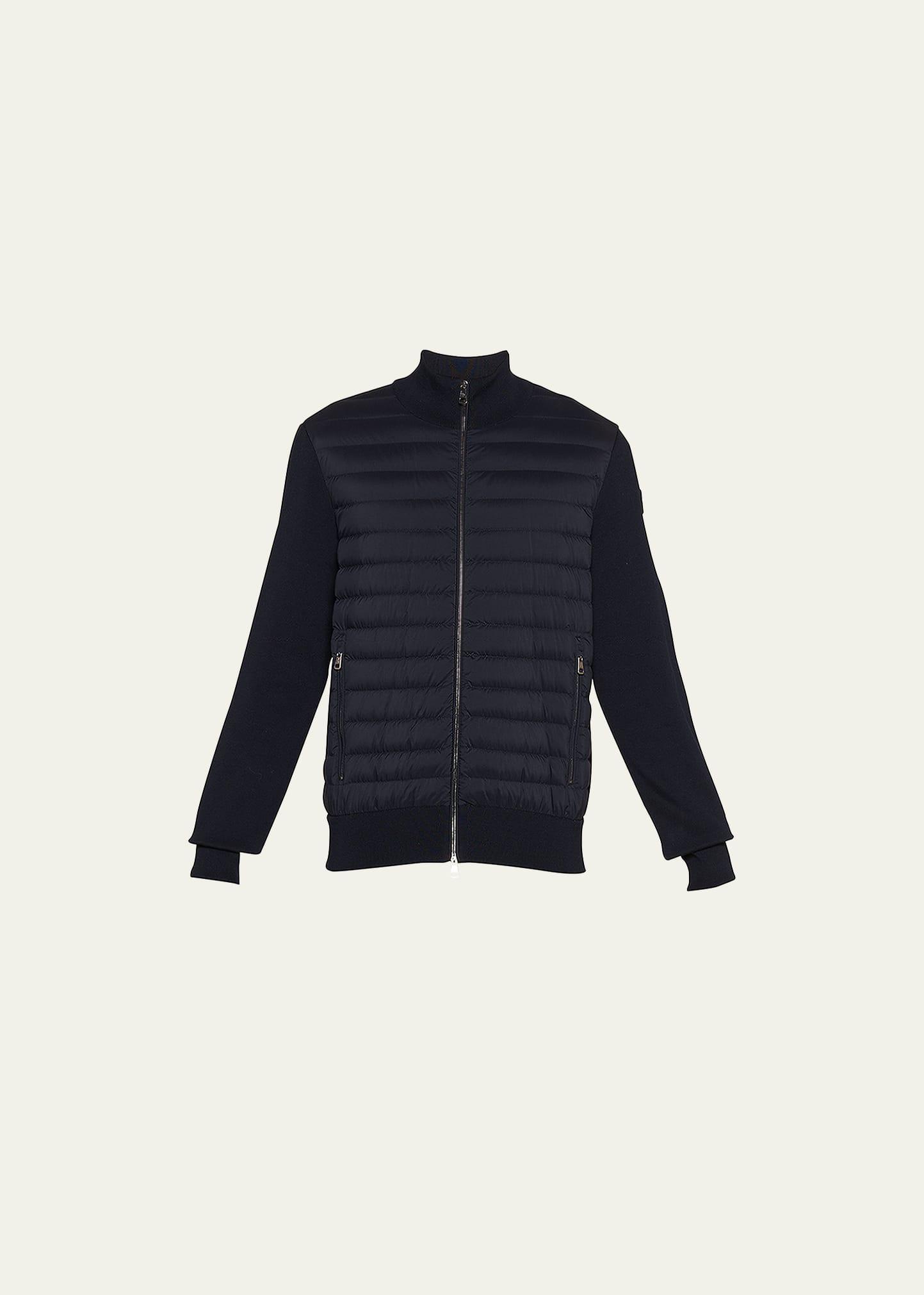 Moncler Men's Ed Hybrid Down Knit Sweater  - BLACK - Size: Large Product Image